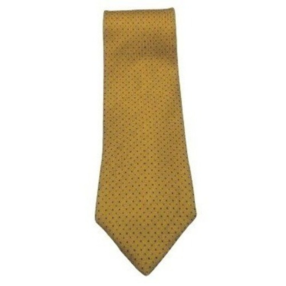 Vintage Harold Powell Mens Silk Tie Gold Mustard Blue Micro Dot Geometric USA 58